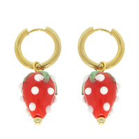 STRAWBERRY HUGGIE HOOP EARRINGS